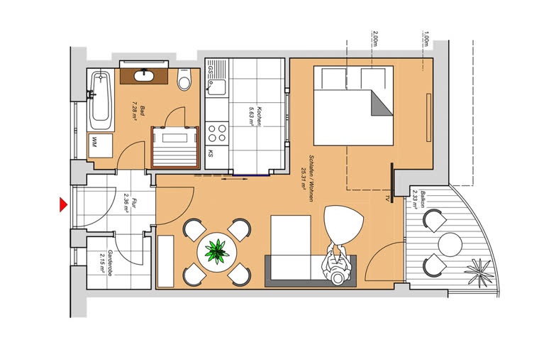Grundriss der Ferienwohnung Spreewaldzeit 1